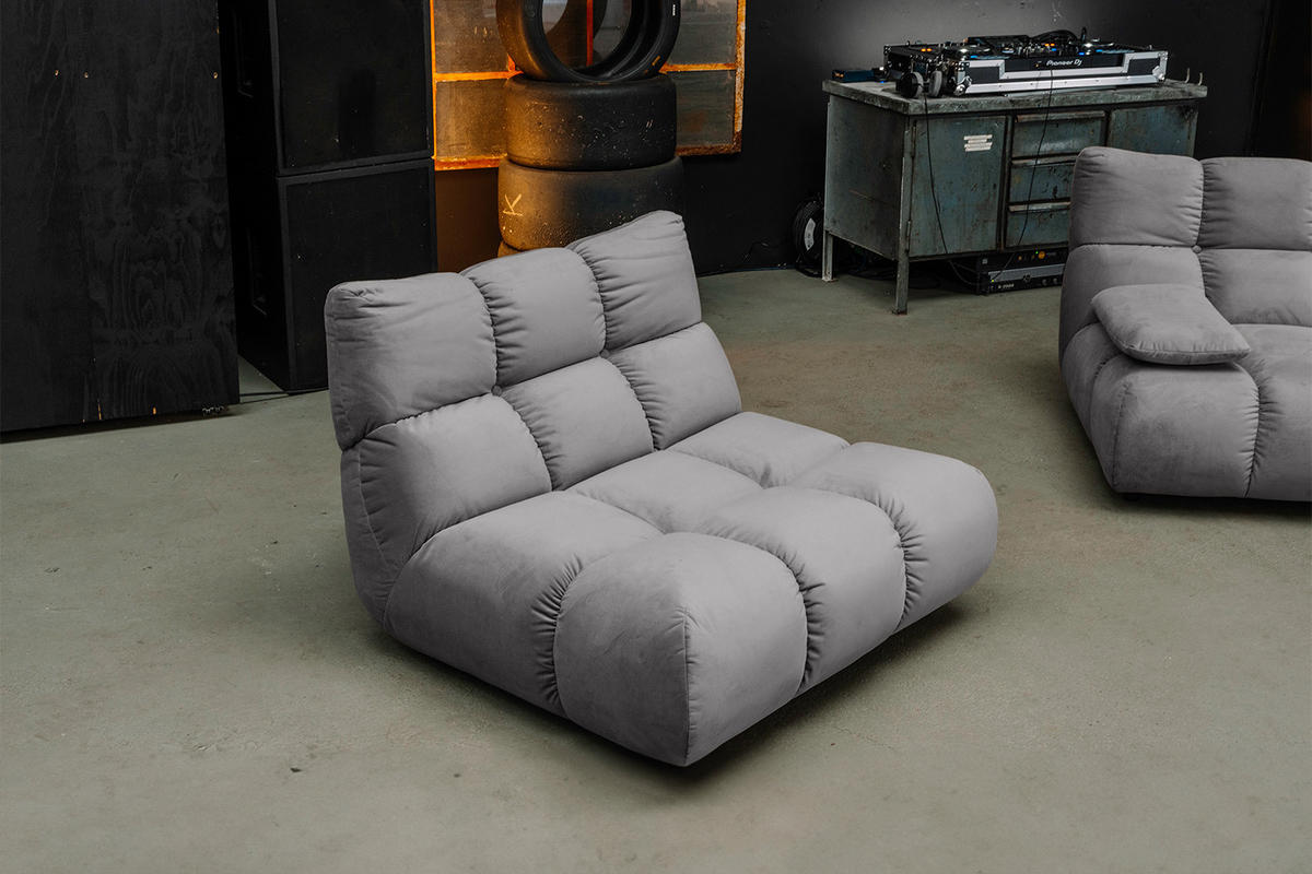 DREHSESSEL VIVIEN Steingrau Velvet Drehbar (360°) - Schwarz/Grau, Kunststoff/Textil (112/85/108cm) - KAWOLA