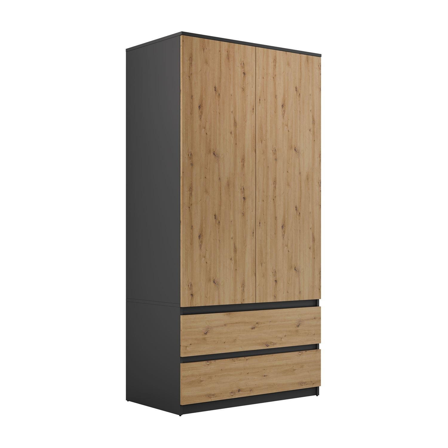 SCHRANK HANA SS-90 Artisan Eiche / Anthrazit - Eiche Artisan, Holzwerkstoff (90/180/50cm) - Lookway