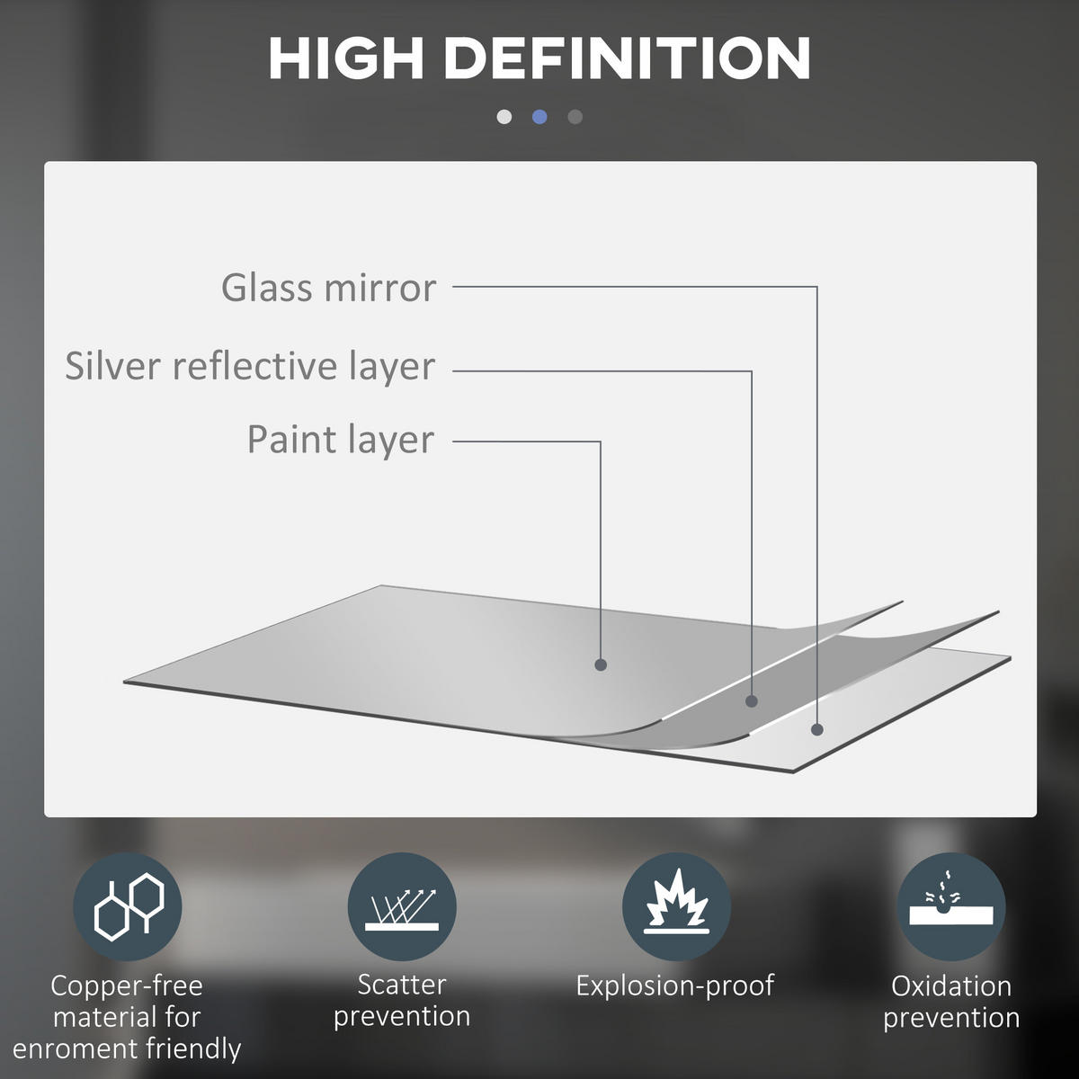 BADEZIMMERSPIEGEL - Transparent, Glas/Metall (60/3.5/60cm) - Kleankin
