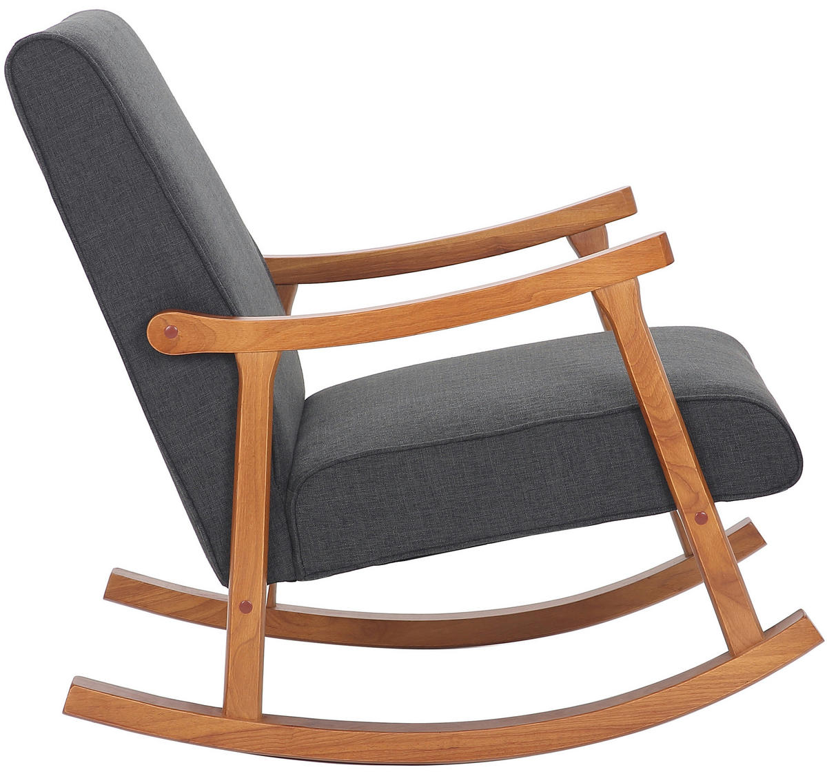 SCHAUKELSTUHL Morello Stoff, Gestell Kautschukhokz Walnuss Dunkelgrau - Dunkelgrau/Walnussfarben, Holz/Textil (67/82/92cm) - TPFLiving
