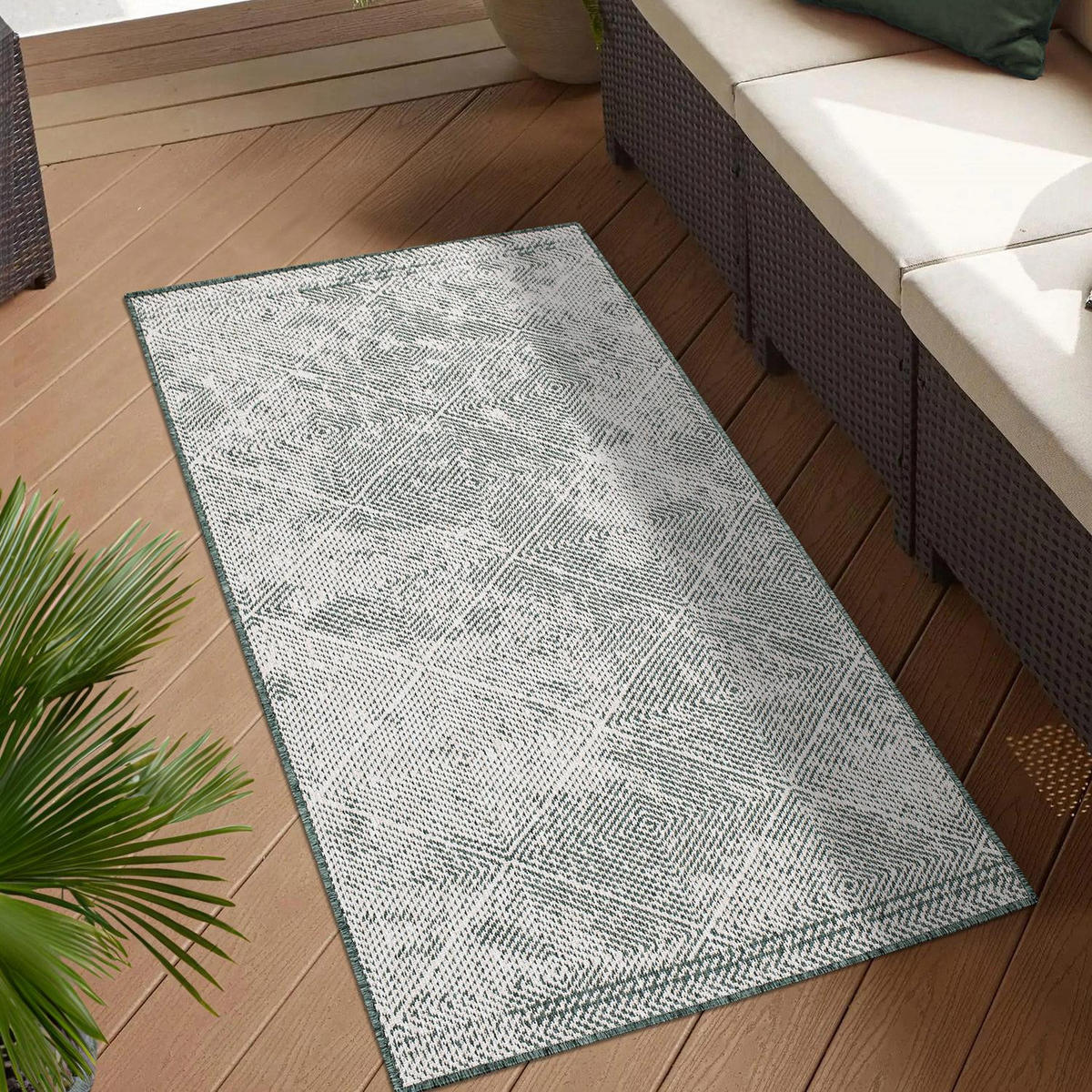 OUTDOOR-TEPPICH DuoRug 5845 Grün 80x150 cm - Grün, Textil (80/150cm) - carpet city