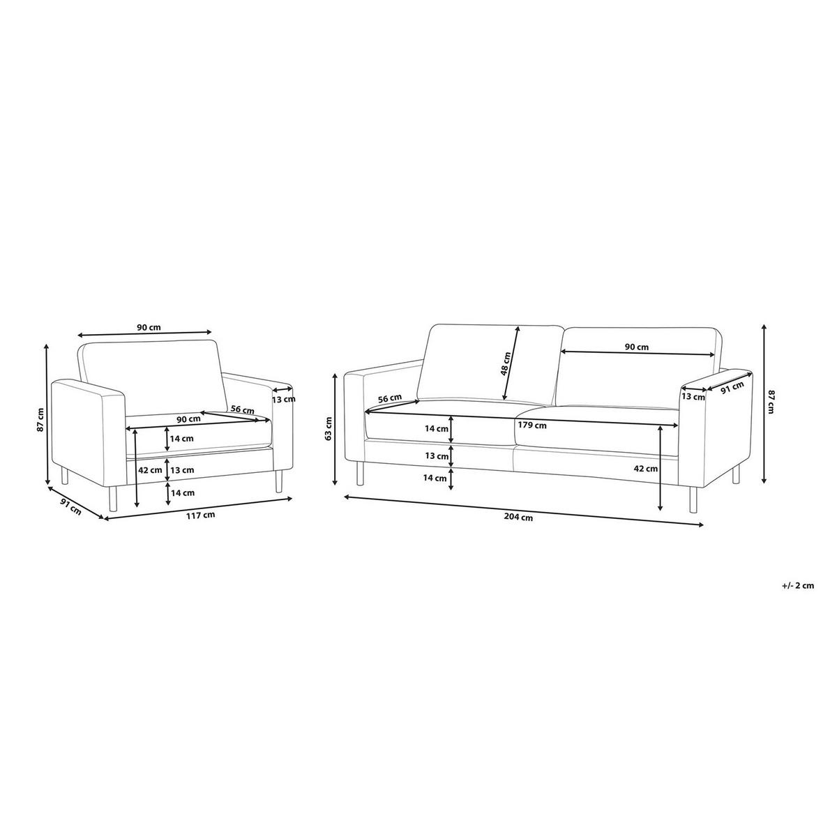 4-SITZER SOFA SET Lederoptik Braun Savalen - Braun, Kunststoff/Textil (204/87/91cm) - Beliani