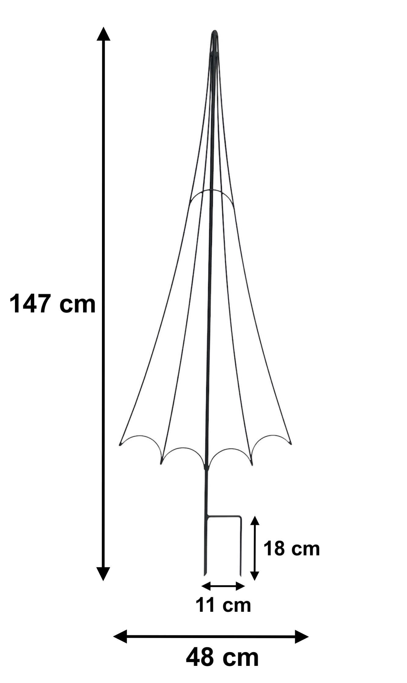 RANKHILFE Garten Metall Schwarz Regenschirm - Schwarz, Metall (48/147/0.6cm) - DanDiBo