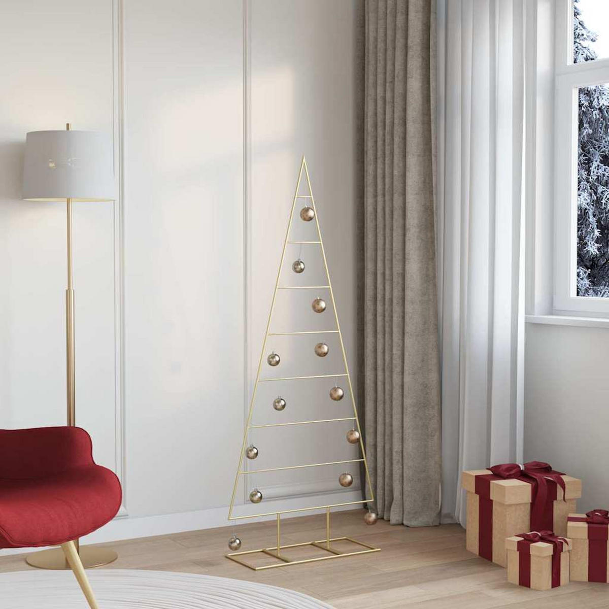 WEIHNACHTSBAUM Metall Gold 150 Cm Pulverbeschichteter Stahl - Goldfarben, Metall (150cm) - vidaXL