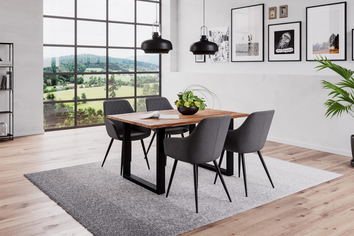 ESSTISCH MAILAND - Beige/Schwarz, Holz/Metall (80/120/77cm) - SAM