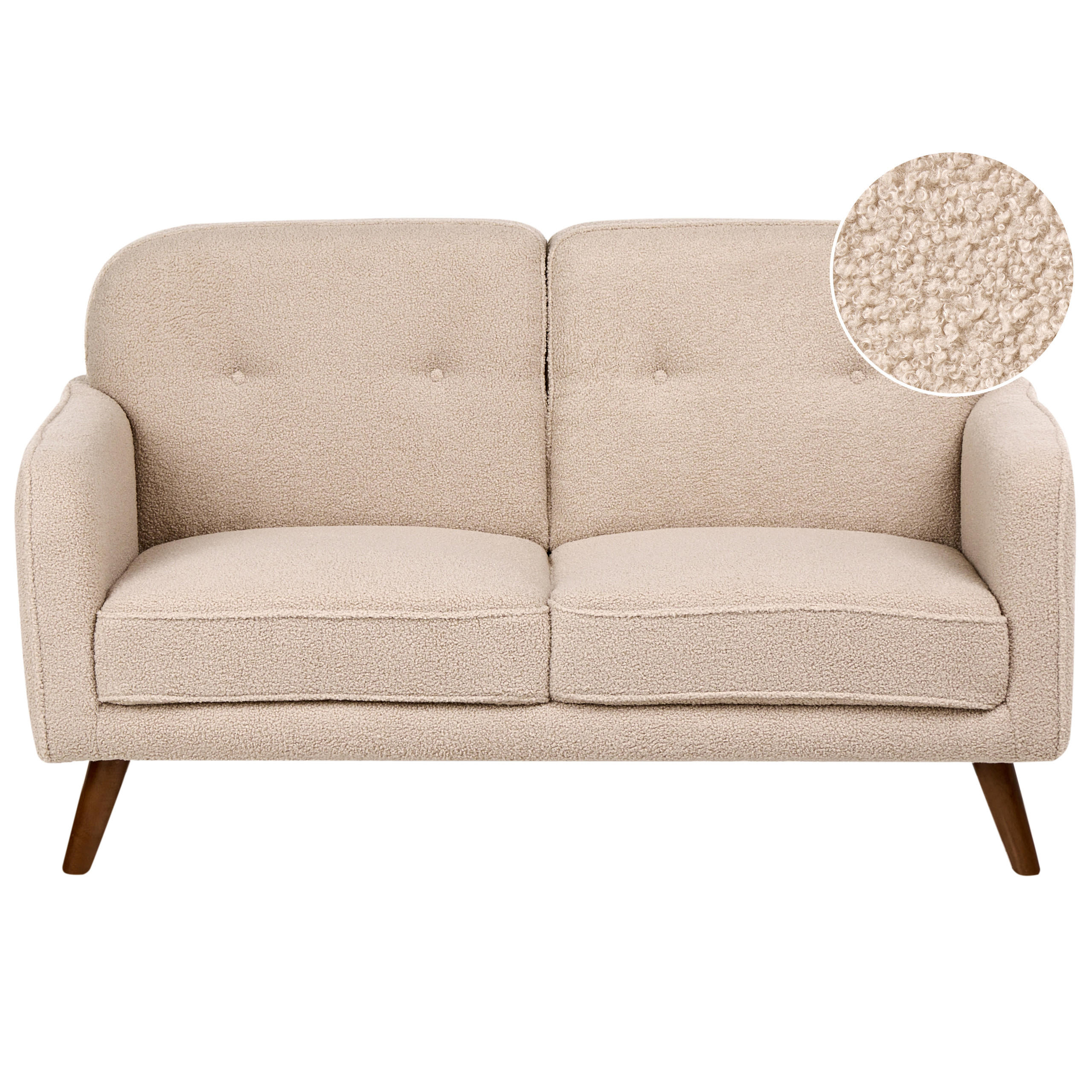 2-SITZER-SOFA Bouclé Beige Ettrum - Beige/Braun, Textil (149/87/84cm) - Beliani