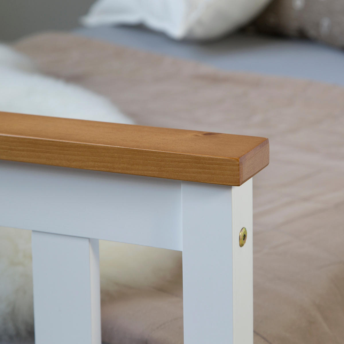 HOLZBETT 140/200 cm weiß natur - Weiß, Holz (140/200cm) - Homestyle4u