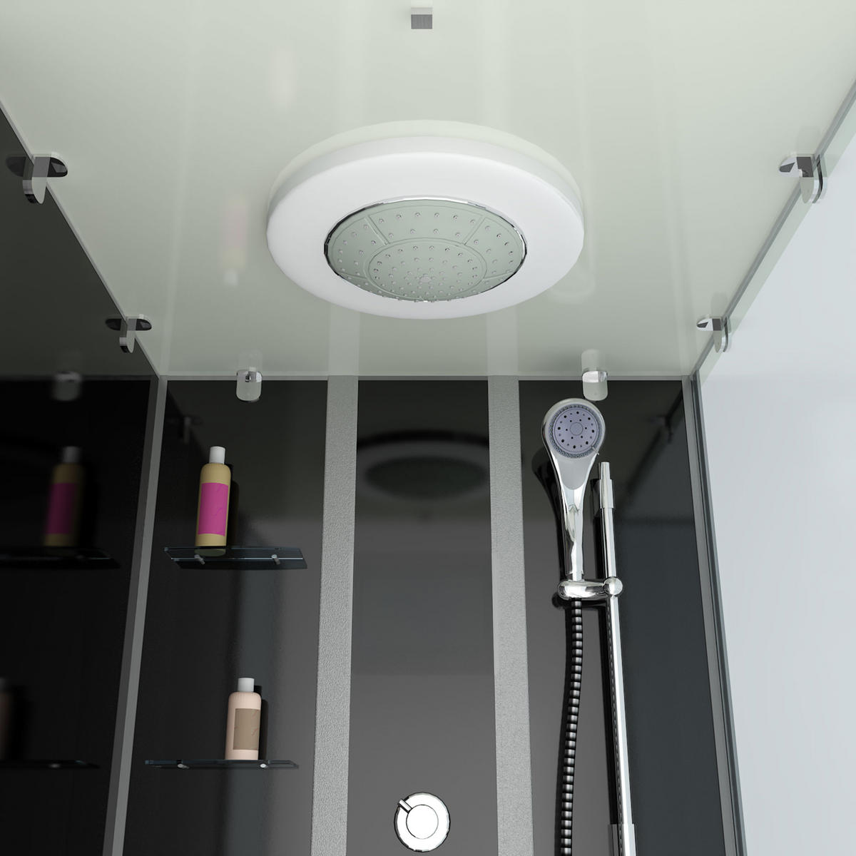 WHIRLPOOL Dusche Kombination K05-L30-WP 180x90 cm - Schwarz, Glas/Kunststoff (90/225/180cm) - AcquaVapore by Sandra Jentho