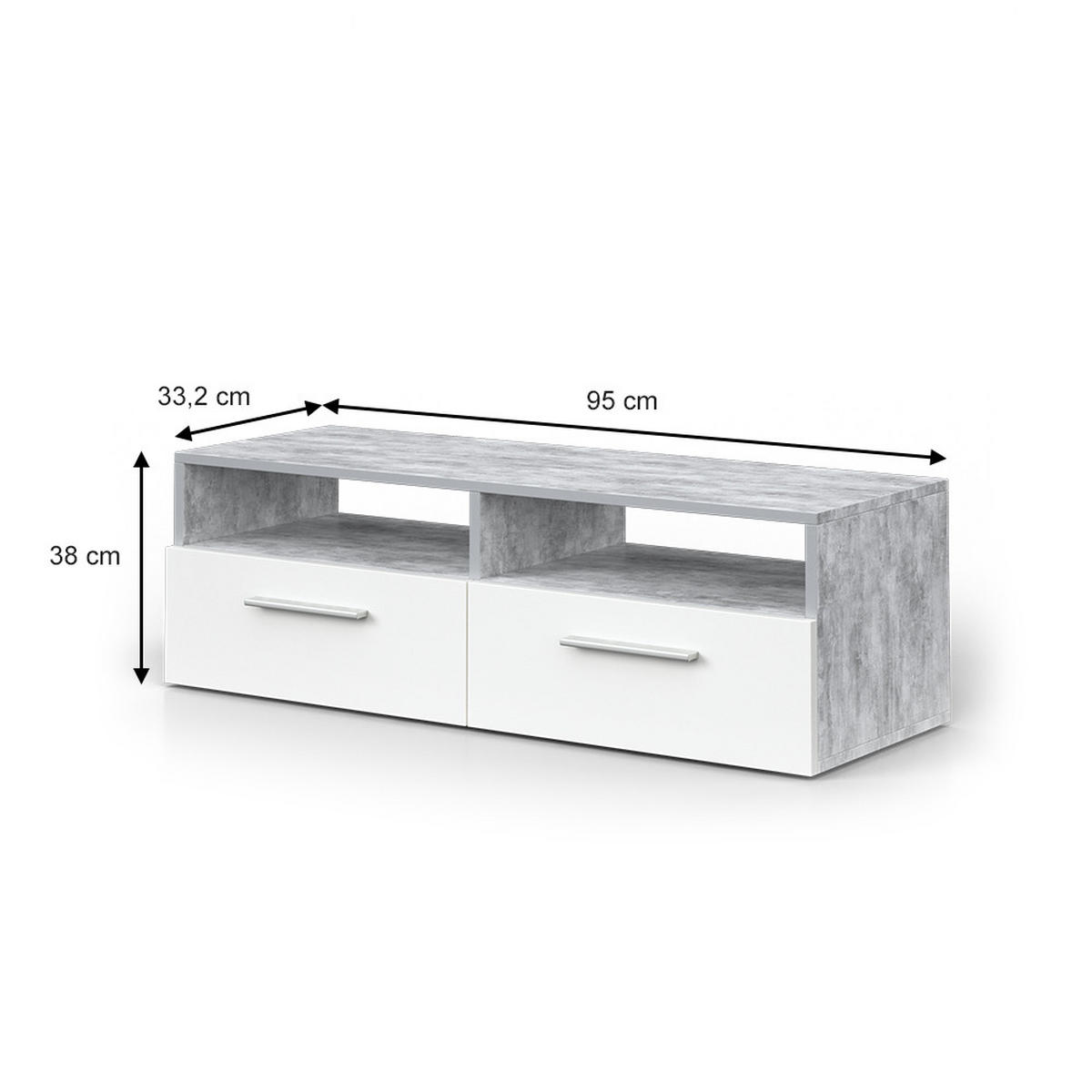 LOWBOARD Diego Beton 95 x 38 cm - Schieferfarben, Holzwerkstoff (95/38/33.2cm) - Vicco