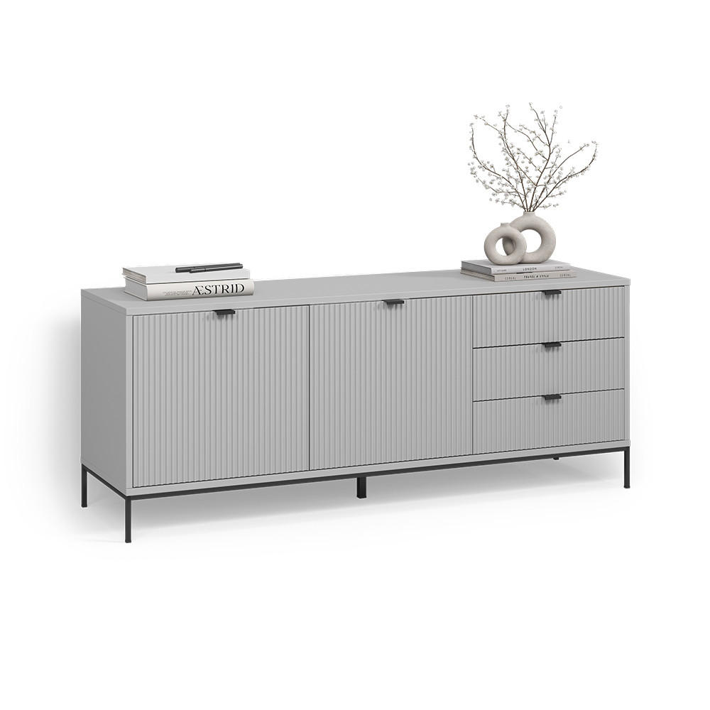 Livinity® NÍZKÝ NÁBYTEK POD TELEVIZI Aterno Šedá 150 x 60 cm se 3 zásuvkami, 2 dvířky