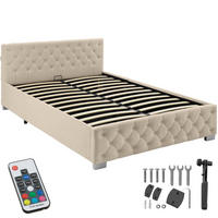 POLSTERBETT Venice, großer Stauraum, Samtoptik sand - Gelb/Samtahornfarben, Holz (140/200cm) - tectake