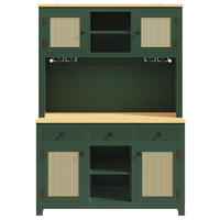 BUFFETSCHRANK Rattanoptik Antikgrün 120/40/180 cm - Salbeigrün, Holz (120/180/40cm) - PANGIVO