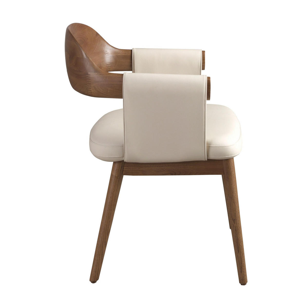STUHL Kunstlederstuhl in Nussbaum und Creme 59/58/78 cm - Beige/Walnussfarben, Leder/Holz (59/78/58cm) - ANGEL CERDA