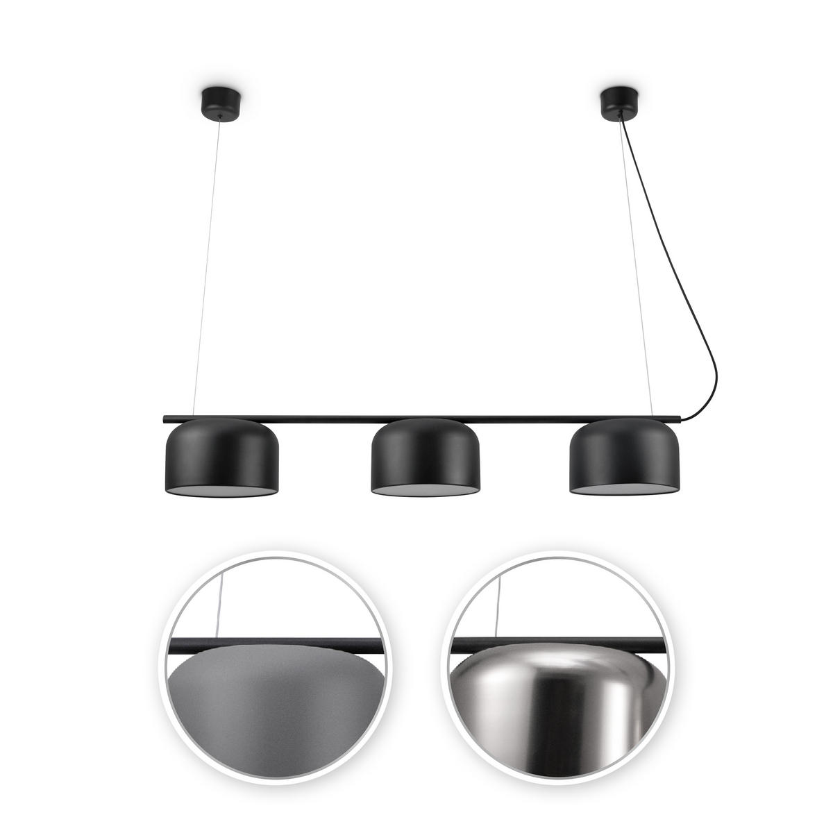 PENDELLEUCHTE Bowl - Schwarz/Grau, Metall (121/25/17.5cm) - Paco Home