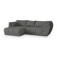 ECKSOFA ORENTI L-S Grau Boucle-Stoff mit Schlaffunktion - Grau, Holz (287/182cm) - MASSENO