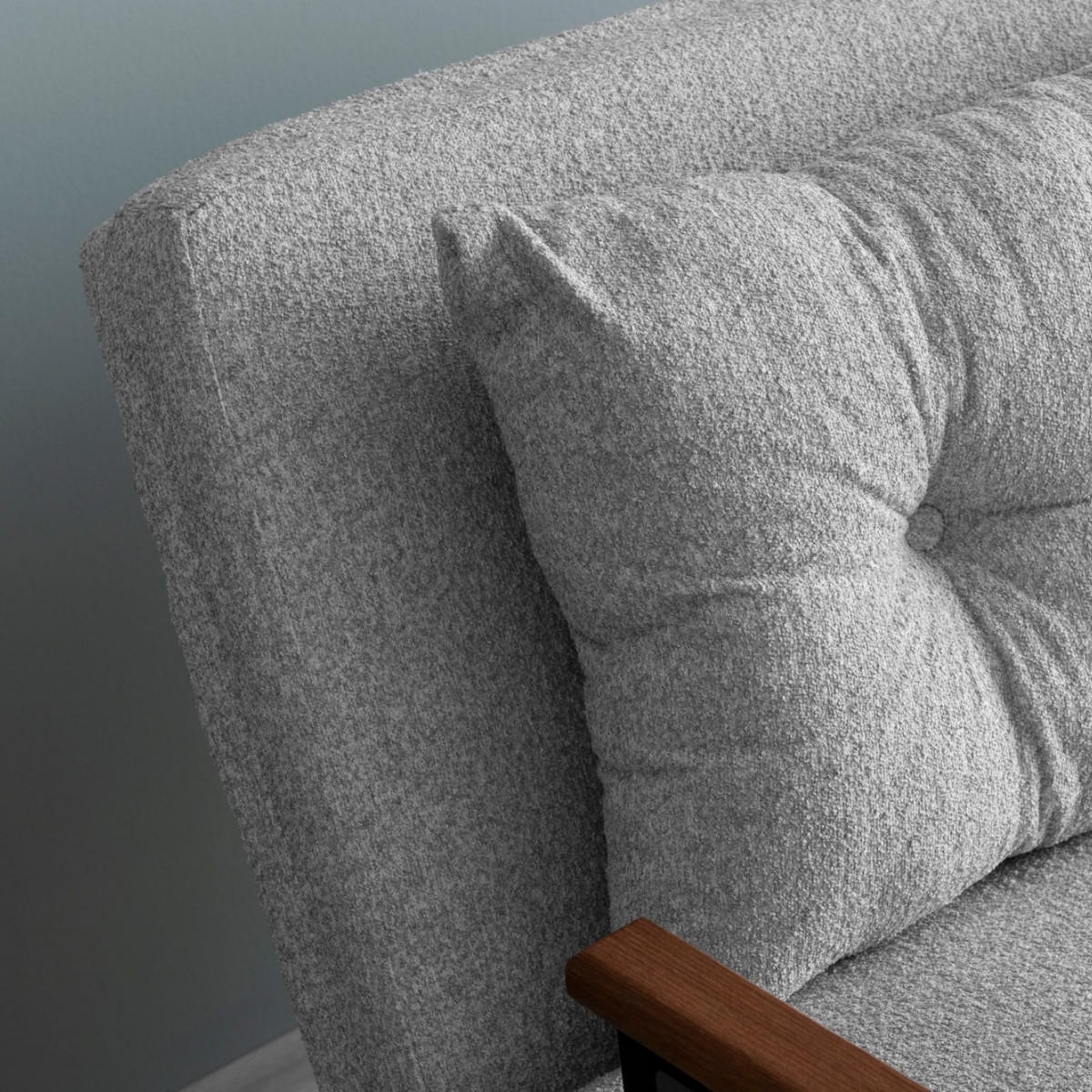 SCHLAFSOFA für 2 Personen mit Stoffbezug und Metallfüßen 133/50/41 cm - Grau, Metall (50/41/133cm) - Calicosy