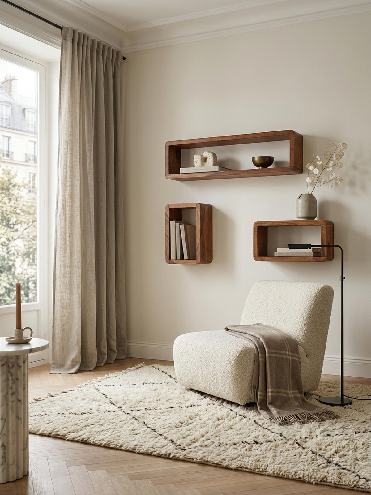 WANDREGAL Set TEKO CUBES Massivholz Abgerundete Ecken, Braun 80x15x20 cm - Braun, Holz (80/20/15cm) - KADIMA DESIGN