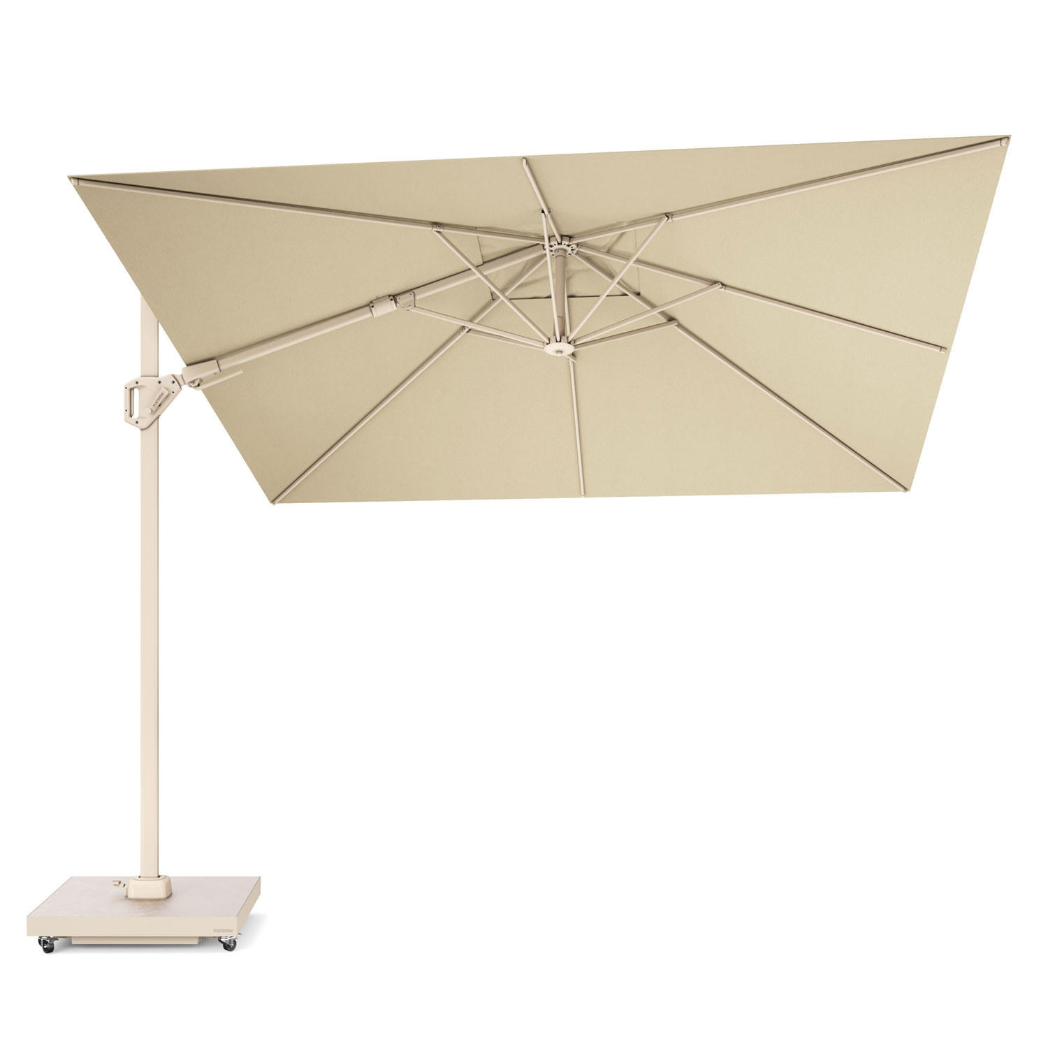 AMPELSCHIRM quadratisch 3 x 3 m Challenger T² Premium 360° kippbar natur/sand - Creme, Metall (300/300cm) - Platinum