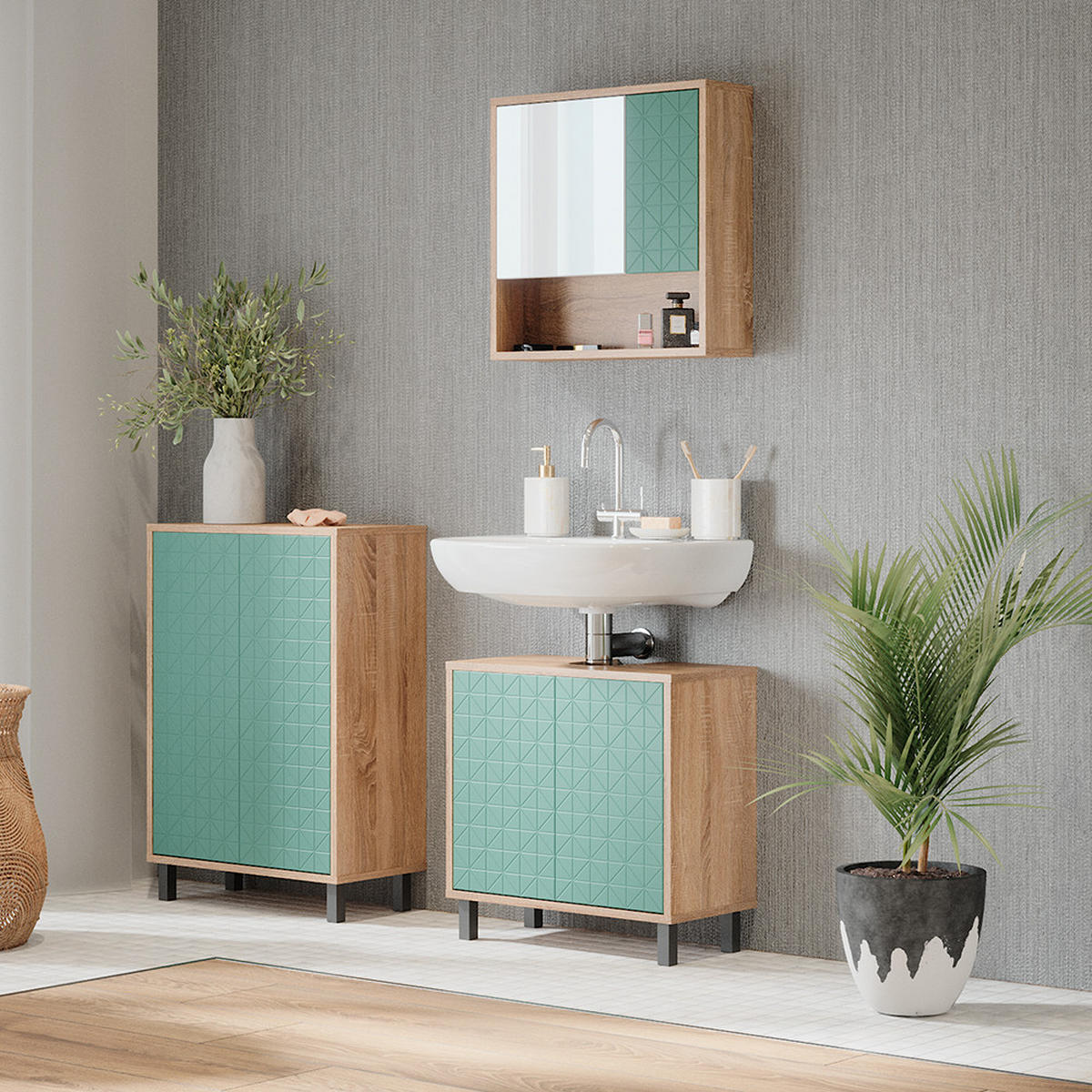 MIDISCHRANK Agasta Mintgrün 56.2 x 83.2 cm - Mintgrün, Holzwerkstoff (56.2/83.2/28cm) - Vicco