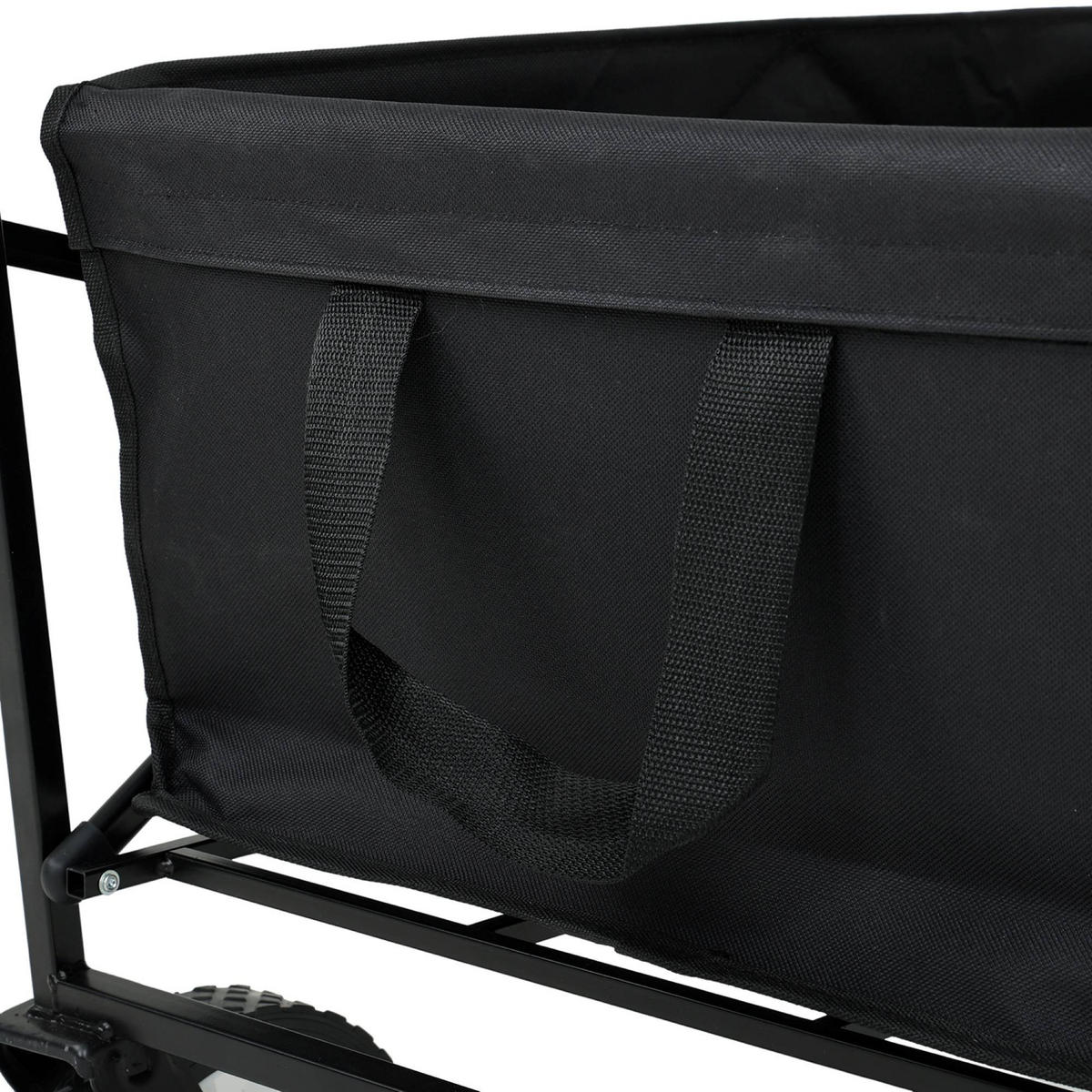 CĂRUCIOR DIN LEMN TIP VAGON, se poate strânge, cu capacitate de încărcare de 110 kg - negru, material textil (50/59/50cm) - RAUMHIRSCH FURNITURE