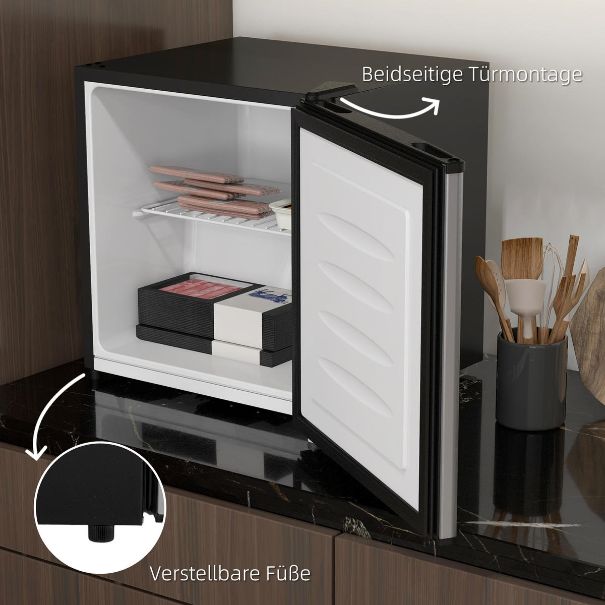 MINIKÜHLSCHRANK 35L Gefrierbox, -24~-14℃, 5-stufige Temperaturregelung - Silberfarben, Metall (44.2/48.8/47cm)