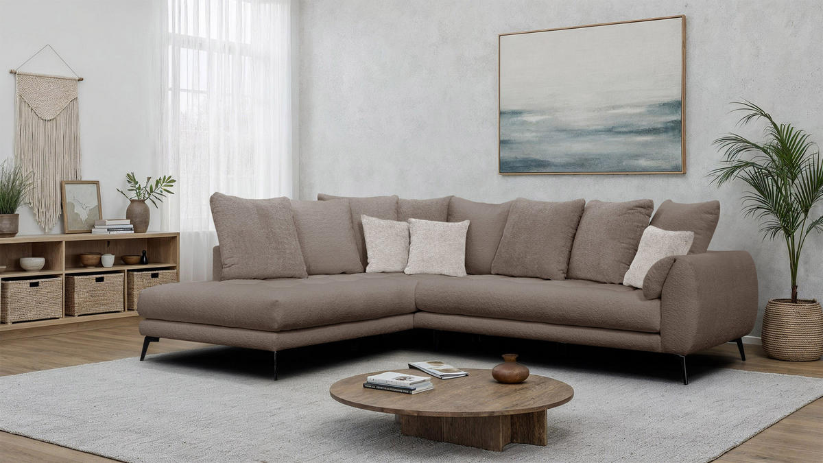 ECKSOFA CALME 5-Sitzer, creme - Creme, Holz/Textil (294/229cm) - Courtois Laville