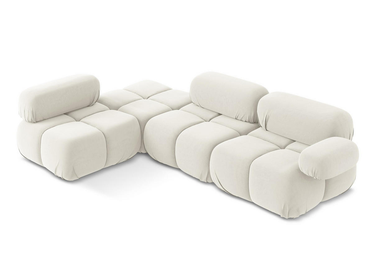 ECKSOFA Links Samt Stoff Beige - Beige/Creme, Kunststoff/Textil (190/285cm) - Makamii