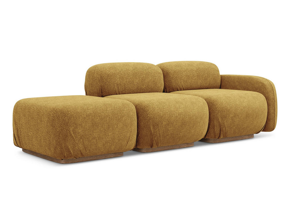 3-SITZER SOFA Links Chenille Stoff Gelb - Currygelb/Gelb, Holz/Textil (258/73/95cm) - Makamii