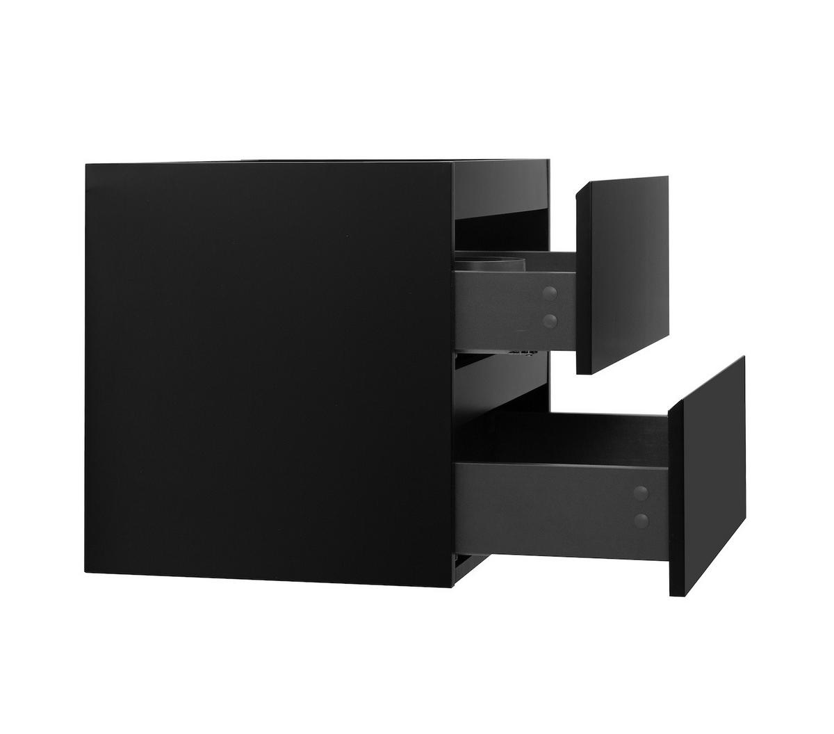 WASCHBECKENUNTERSCHRANK Angela 2 Schubladen Schwarz Matt - 60 x 48 x 50 cm - Schwarz, Holz (60/50/48cm) - Badplaats