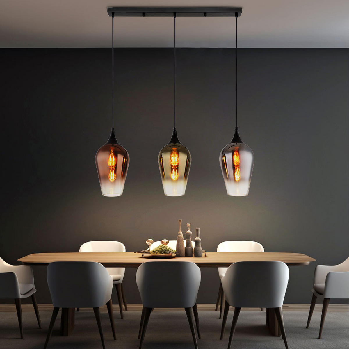 HÄNGELEUCHTE Glas Bunt Schwarz - Multicolor, Glas (83/18/120cm) - Globo Lighting