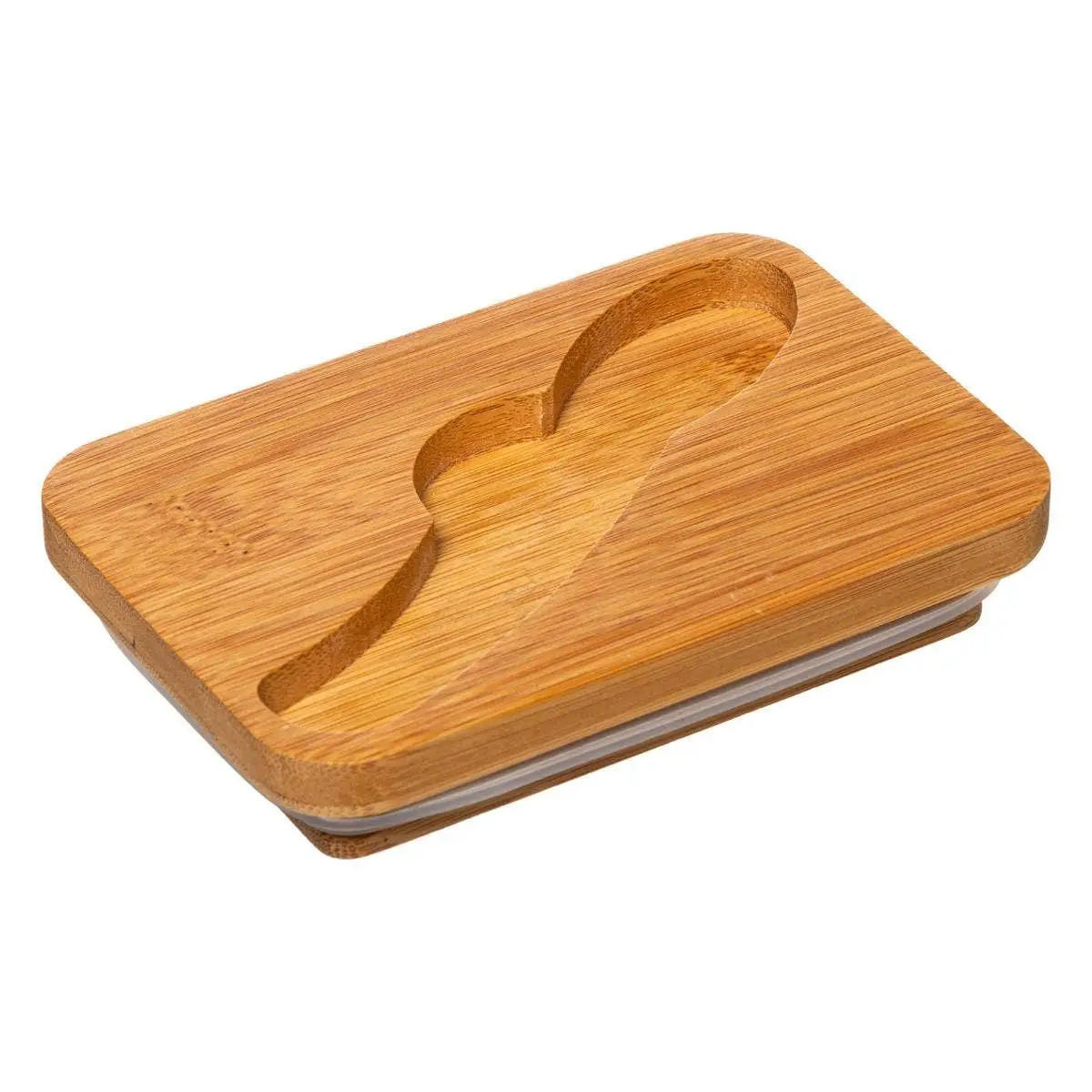 BUTTERDOSE aus Keramik mit Messer und Bambusdeckel Weiß 13,5/9,3/9 cm - Weiß, Keramik (9.3/9/13.5cm) - 5five Simply Smart