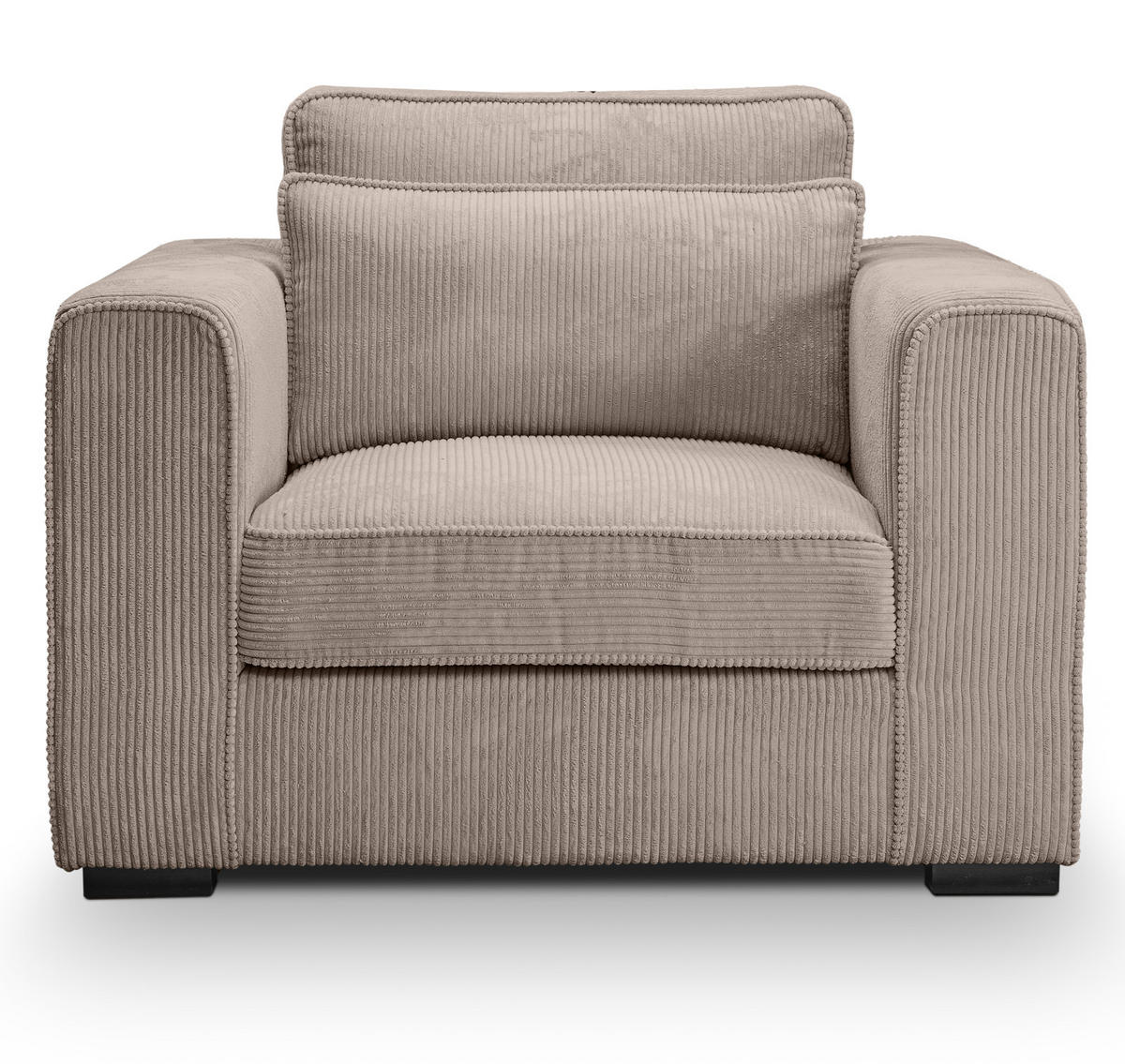 SESSEL beige-braun Cord, Loungesessel 120 cm, Wohnzimmersessel mit Wellenfederung - Schwarz/Braun, Holzwerkstoff/Kunststoff (120/92/112cm) - Inn.Furn