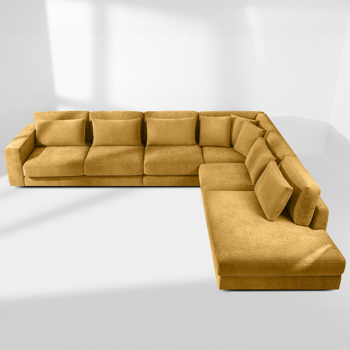 ECKSOFA XL rechts VERUS - Gelb, Holz/Holzwerkstoff (377/328cm) - KONSIMO®