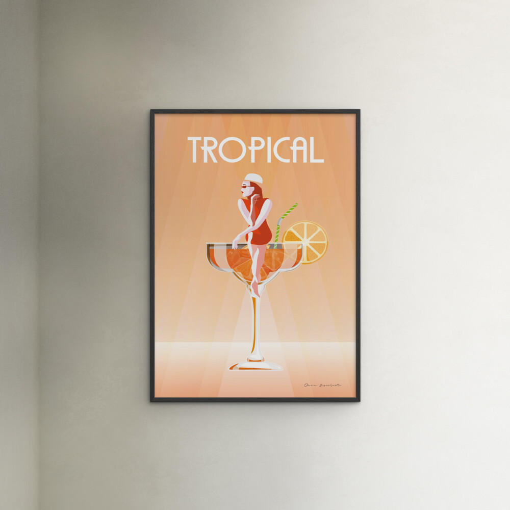 POSTER mit Rahmen Wild Apple - Tropical Drink - Schwarz/Orange, Holz/Papier (30/40cm) - Poster&Frame