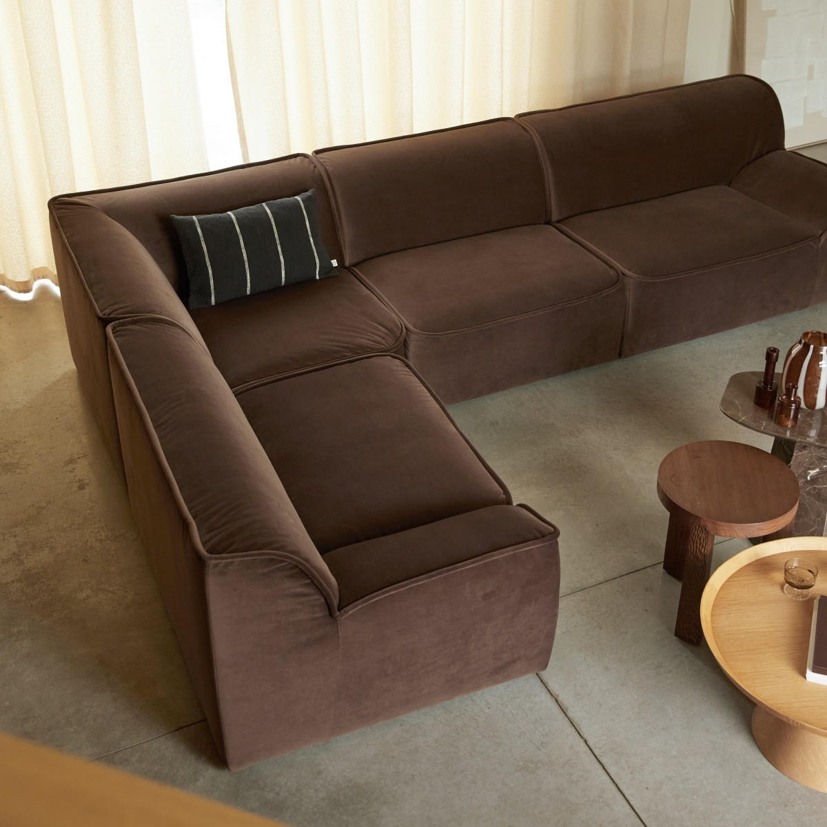 SOFA Quinto Braun aus Stoff - Braun, Textil (315/73/225cm) - Tikamoon