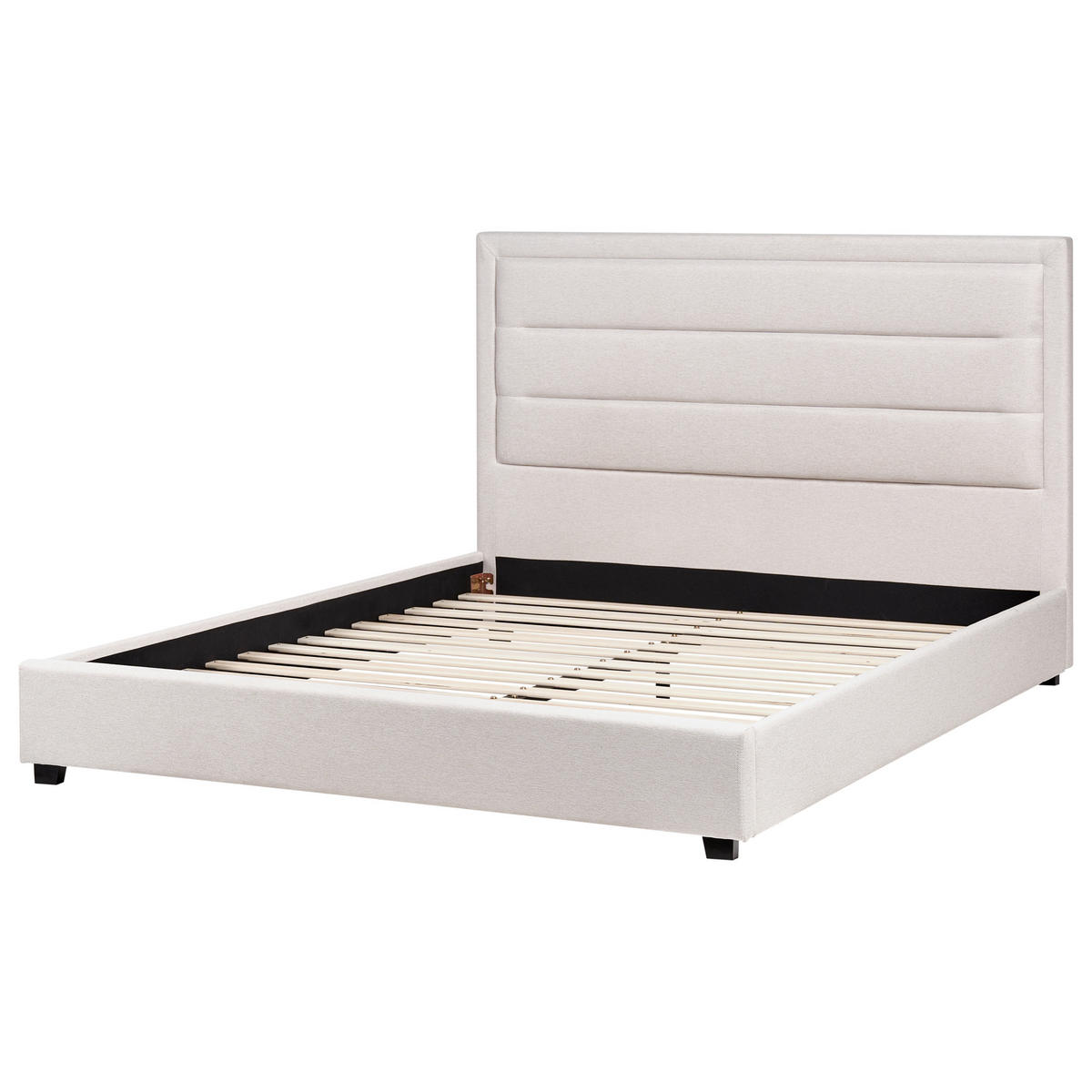 BETT mit Lattenrost 160/200 cm Hellbeige Rouen - Beige/Schwarz, Textil (160/200cm) - Beliani