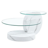 COUCHTISCH 90/70/44 cm mit Sicherheitsglas und mehrstufigen Ablagen, Transparent/Weiß - Weiß, Holzwerkstoff (90/70/44cm) - Redom