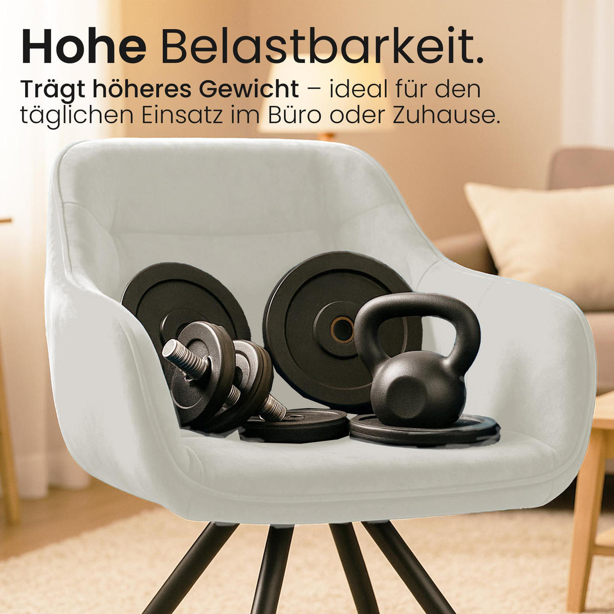 ARMLEHNENSTUHL Samt Creme - Creme/Schwarz, Textil/Metall (57/90/63cm) - CLP