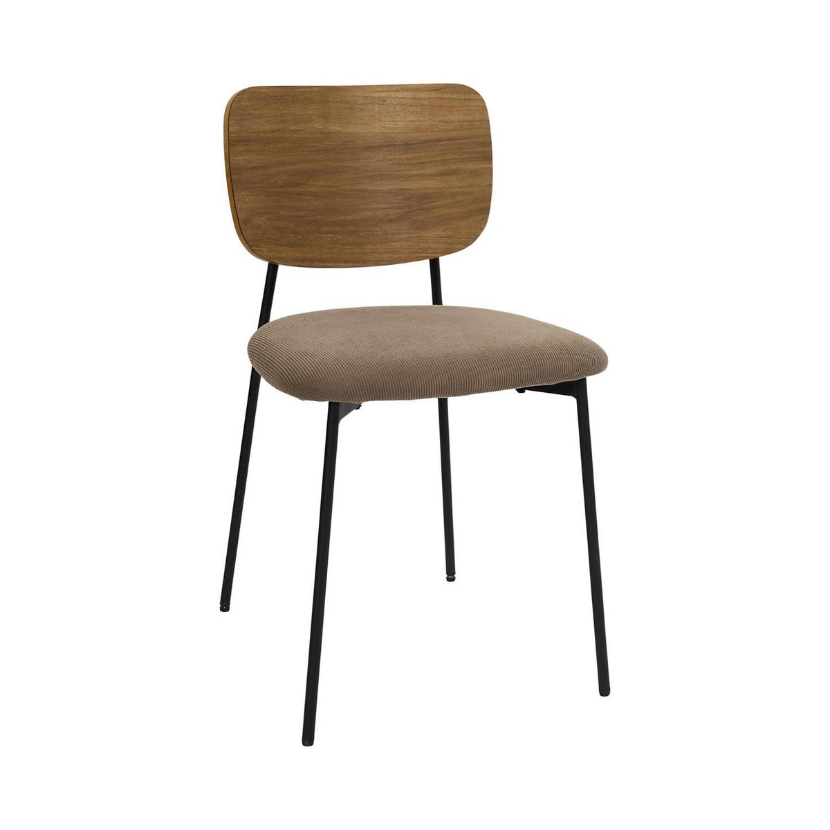 SADA 4 židlí z manšestrové látky v barvě taupe, šířka 44 cm - NOAN - hnědá, kov (50/77.5/44cm) - Calicosy
