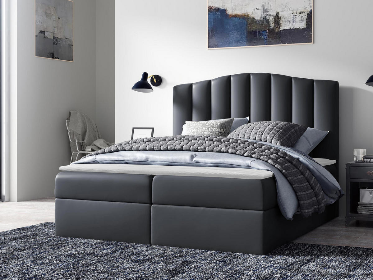 BOXBETT Lindos - Blaugrau, Holz (140/200cm) - MIRJAN24