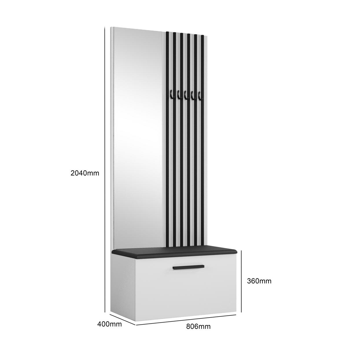 GARDEROBENSCHRANK Rosanno II Weiß 80,6/204/40 cm – Modern, mit Spiegel und Kleiderhaken - Weiß, Holzwerkstoff/Kunststoff (80.7/204/40cm) - AX Living
