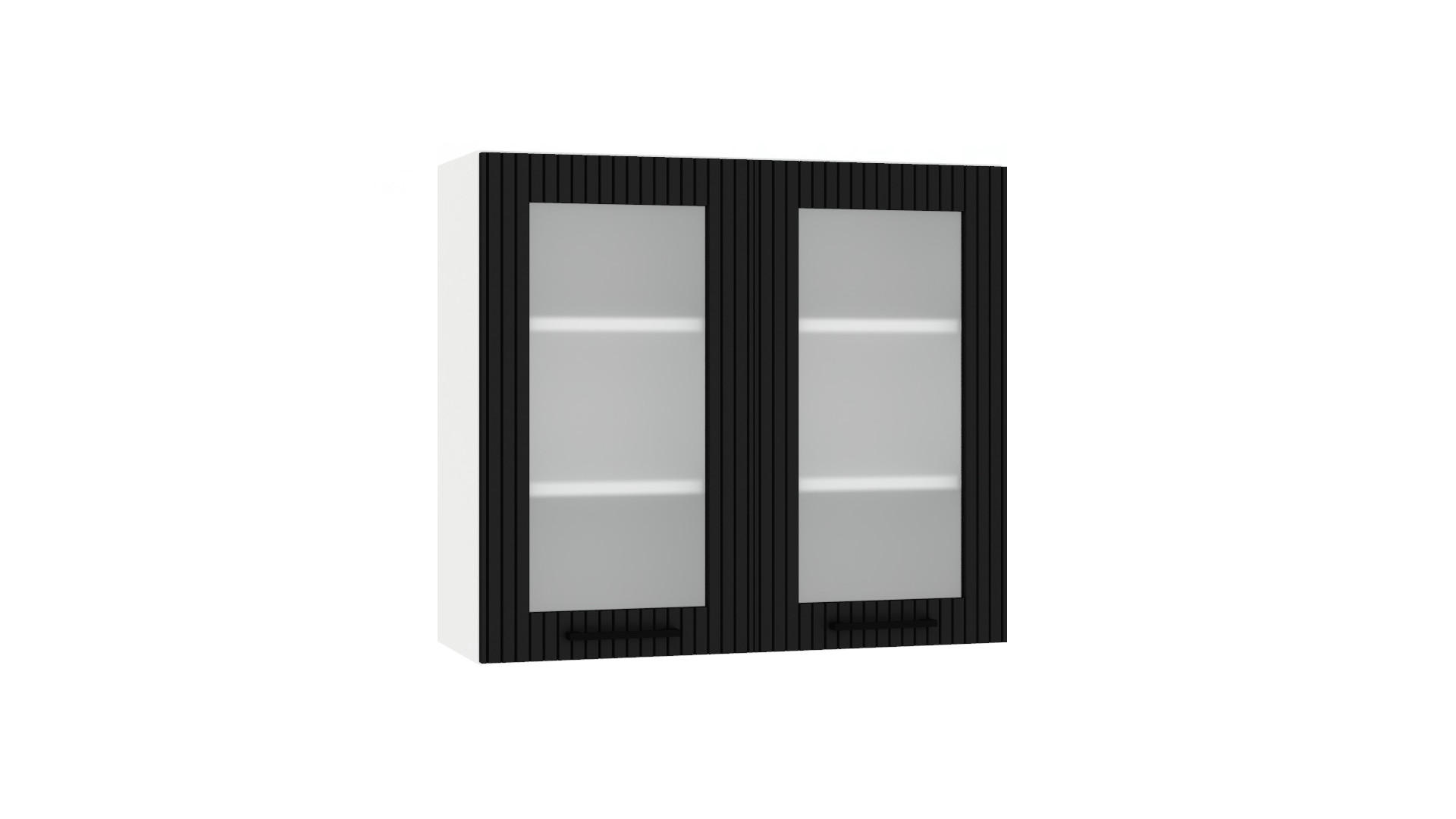 GLASHÄNGESCHRANK WS80 - KENDRO - Elegante Wandlösung - Schwarz/Weiß, Holz/Metall (80/72/30cm) - ROYAL24_MARKT