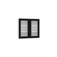 GLASHÄNGESCHRANK WS80 - KENDRO - Elegante Wandlösung - Schwarz/Weiß, Holz/Metall (80/72/30cm) - ROYAL24_MARKT