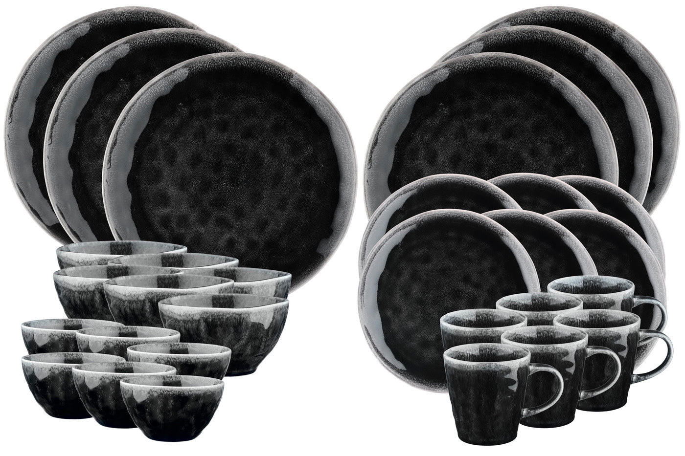 KOMPLETTSERVICE Moon - 30er-Set -Tintenfarben - Schwarz, Keramik (1/1/1cm) - Björn