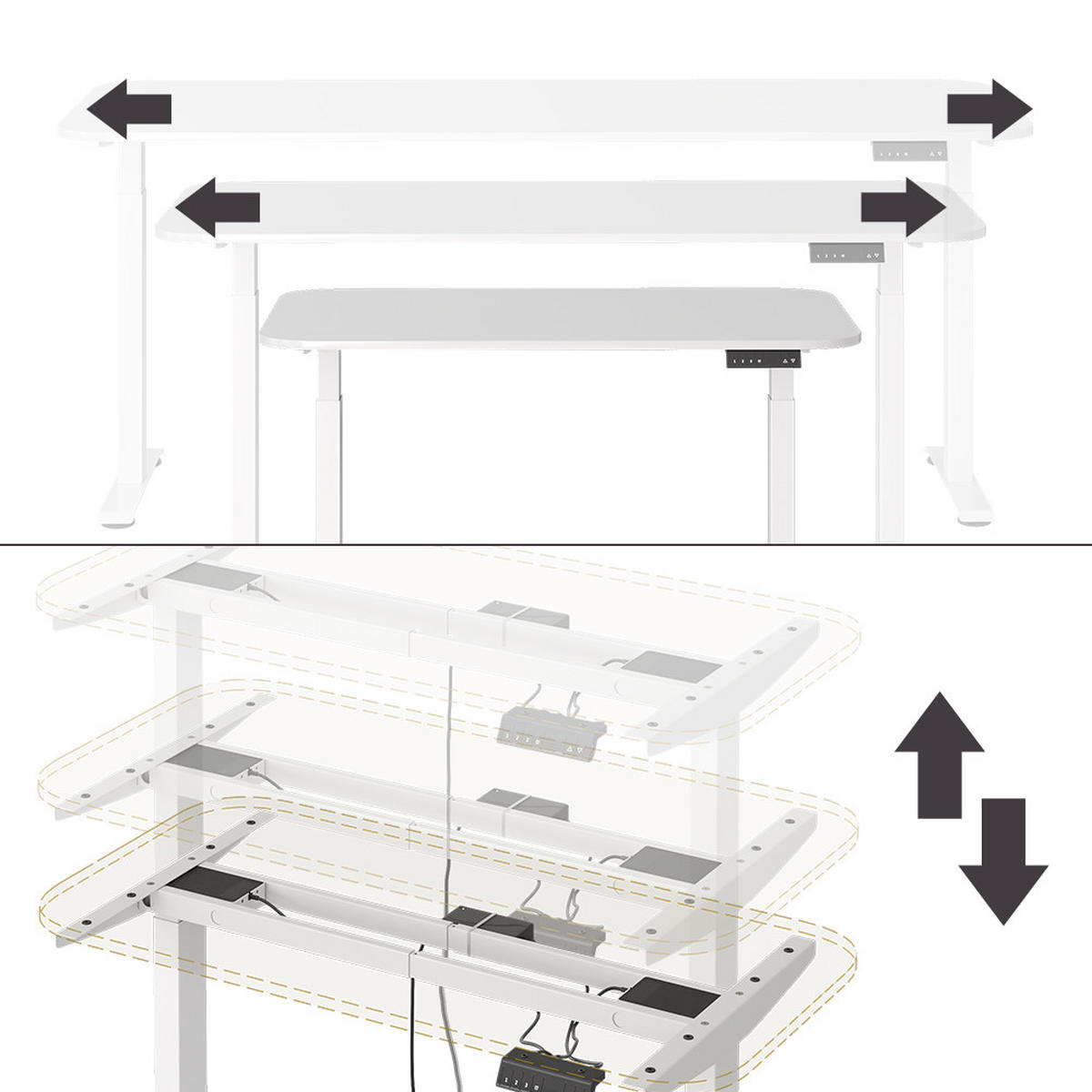 PSACÍ STŮL Elevate Bílá - bílá, kov (60/120/120cm) - Vicco