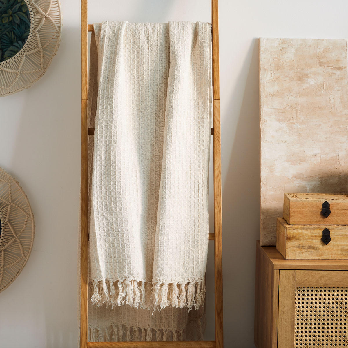 DECKE Vaffel beige 130/170 cm - Beige, Textil (130/170cm) - Homla