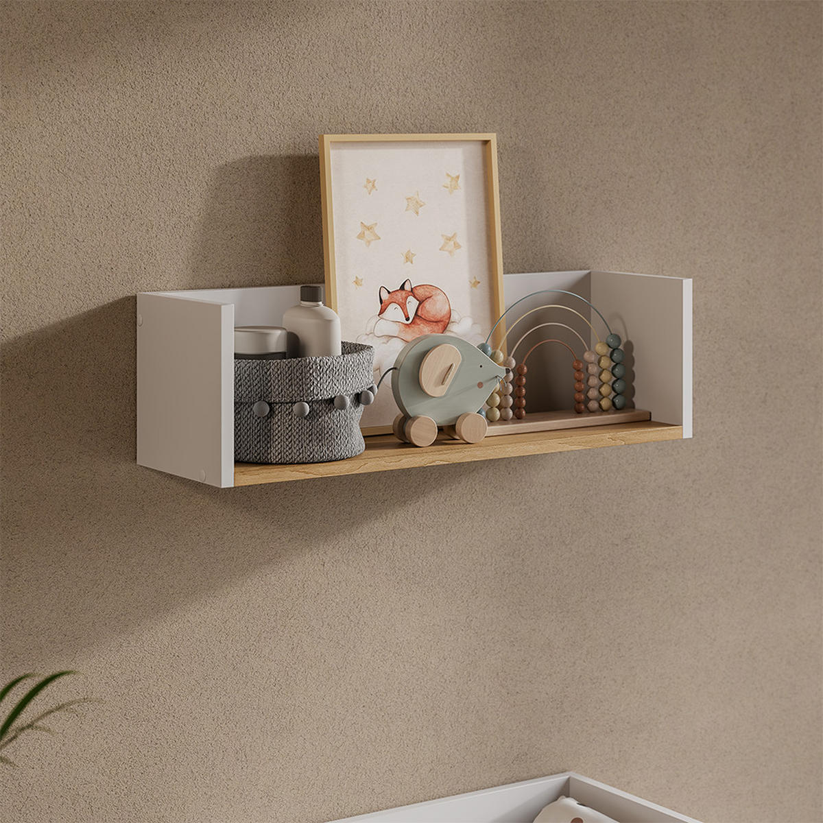 STĚNOVÁ POLICE Viktor Bílá/Artisan - bílá, kompozitní dřevo (67.8/20/20cm) - Vicco