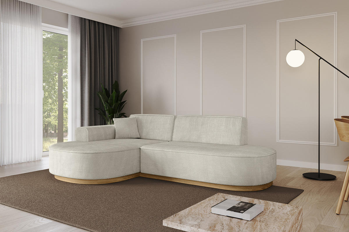 ECKSOFA Ottomane Links MARI-L1-v2 - 243x171x83 cm Hellgrau Cord - Hellgrau, Holzwerkstoff/Textil (243/171cm) - ALTDECOR