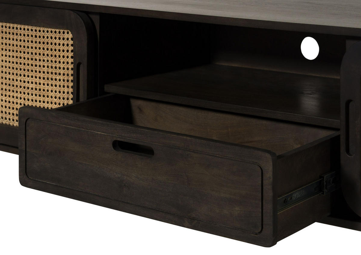 TV-BOARD Mango 180x40x50 dunkelgrau lackiert VALENCIA #222 - Grau, Holz (180/50/40cm) - Massivmoebel24
