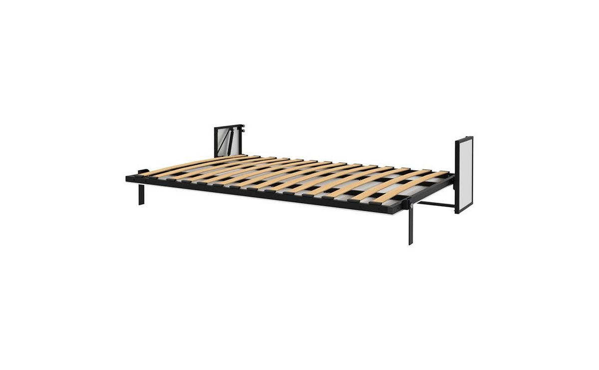 SCHRANKBETT Morphy Studio Modulares SizeFlex- und TypeFlex-System - 140x200, Horizontal - Schwarz, Metall (200/140cm) - WallBedKing